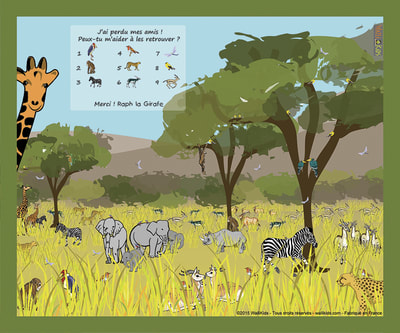 WalliKids posters de jeux pour enfants - Raph la girafe