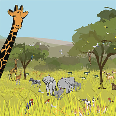 WalliKids posters de jeux pour enfants - Dalle de plafond Girafe